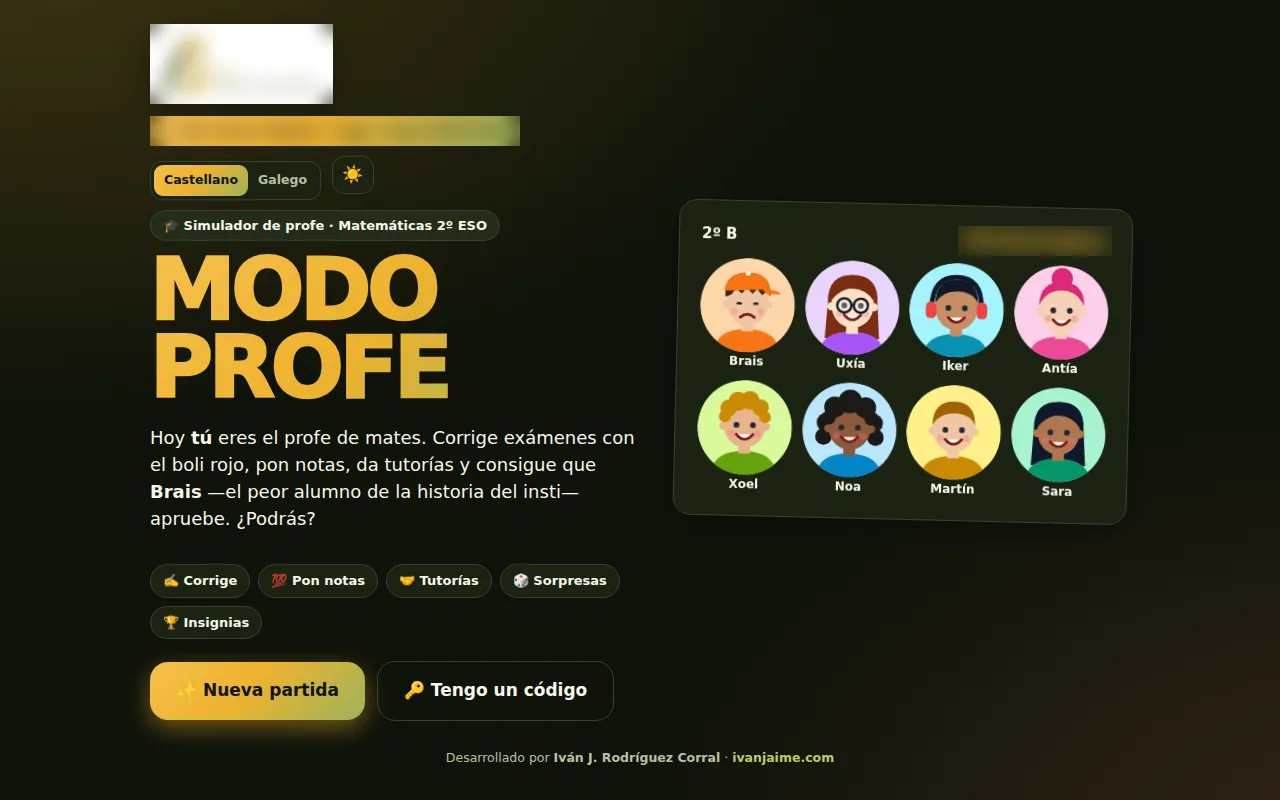 Portada del simulador Modo Profe de Matemáticas de 2.º de ESO